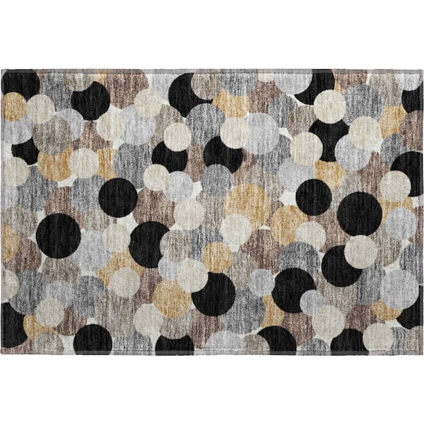 Mayfield Premium Machine Washable Abstract AMF2450 Black 2 ft. x 3 ft. Accent Rug
