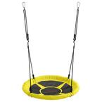 Swingan - 37.5 in. Super Fun Nest Swing With Adjustable Ropes - Solid Fabric Seat Design - Yellow