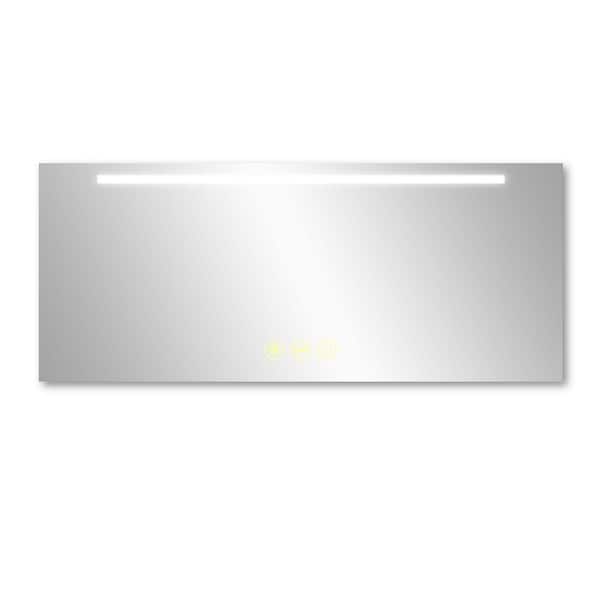 Satico 72 in. W x 30 in. H Rectangular Frameless Anti-Fog Wall Mounted LED Light Bathroom Vanity Mirror in Silver