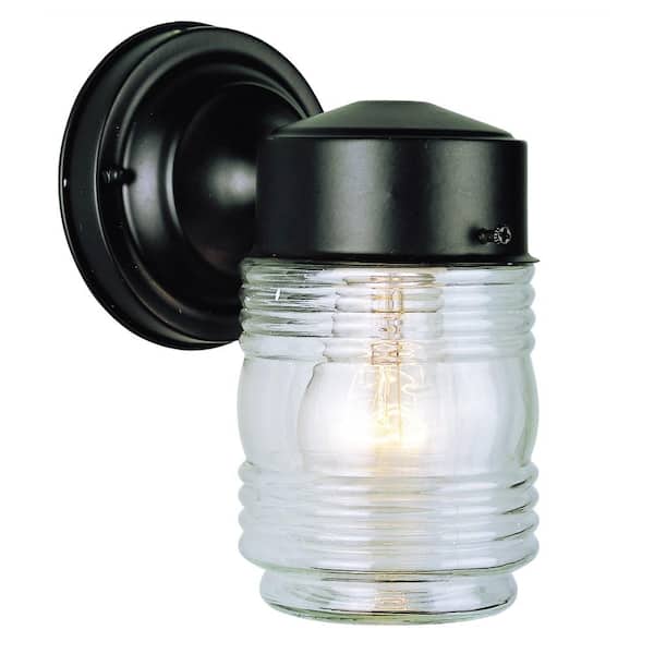 Bel Air Lighting Quinn 1-Light Black Outdoor Wall Light Fixture with Clear Glass