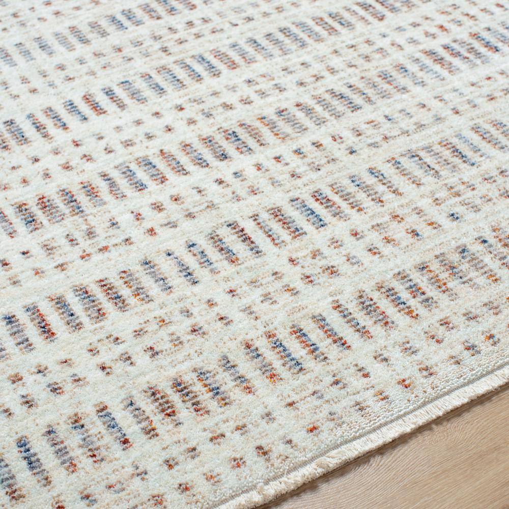 Usonia White and Tan Synthetic Rectangular Area Rug 5' x 7'