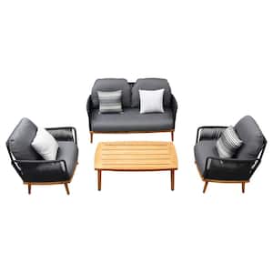 Sunny Gray 4-Piece Aluminum Conversation Sofa Set with Gray Cushions
