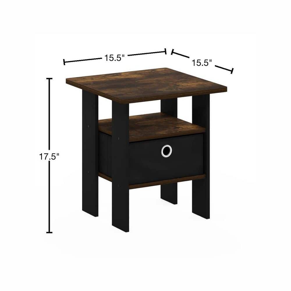 Amber Pine and Black End Table with Drawer