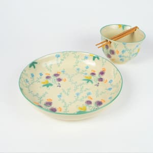 Ella 28 fl. oz. Aqua Multi-Colored Stoneware Dinner and Ramen Bowls (Set of 4)