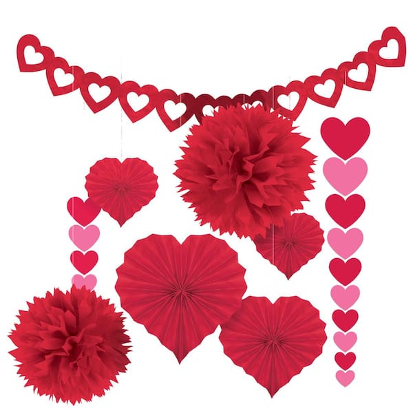 Amscan 15.5 in. Valentine's Day Happy Valentine's Day Heart Cutouts  (9-Pack) 190367 - The Home Depot