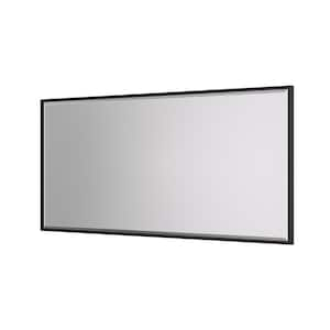 60 in. W x 36 in. H Rectangular Framed Beveled Edge Wall Bathroom Vanity Mirror in Black