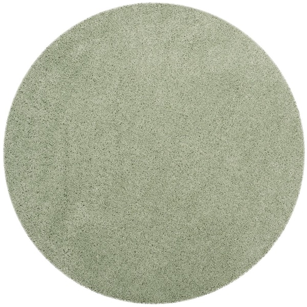 SAFAVIEH Laguna Shag Light Sage 7 ft. x 7 ft. Round Solid Area Rug