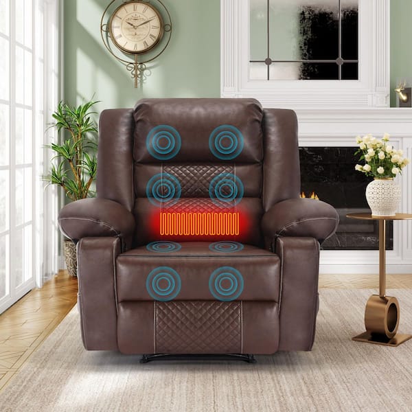 Boyel Living Brown Breathable Leather Manual Recliner Chair