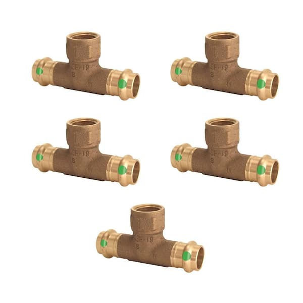 Viega ProPress 3/4 in. Press x 3/4 in. Press x 3/4 in. FPT Zero-Lead Bronze Tee (5-Pack)