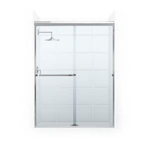 Paragon 3/16 B Series 56 in. x 65 in. Semi-Framed Sliding Shower Door with Towel Bar in Chrome and Clear Glass