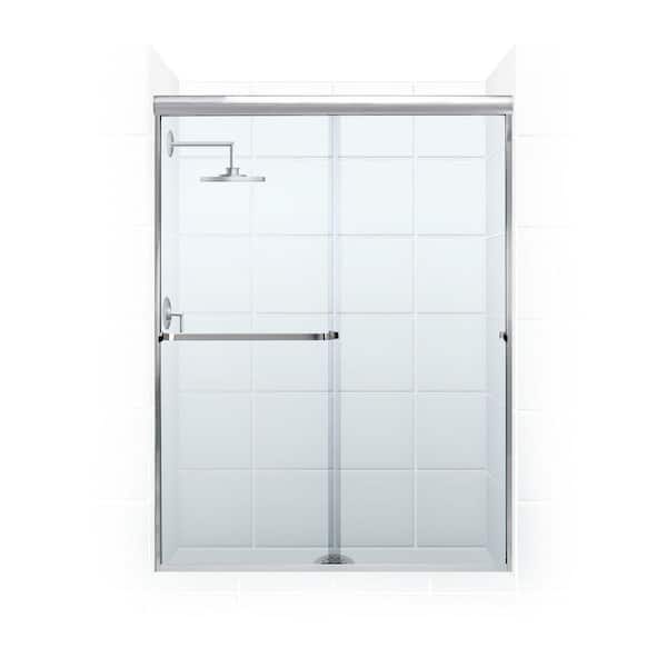 Paragon 3/16 B Series 60 in. x 65 in. Semi-Framed Sliding Shower Door with Towel Bar in Chrome and Clear Glass