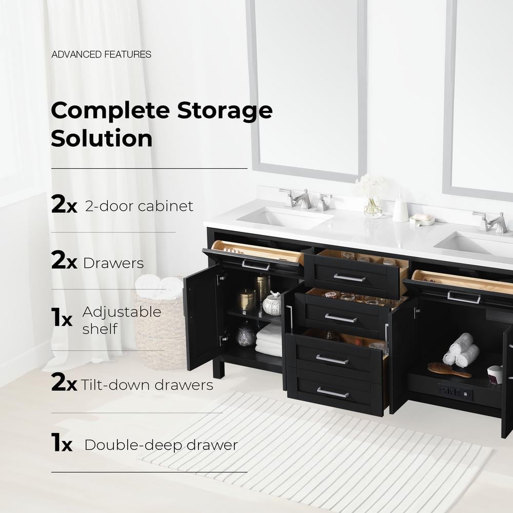 Tahoe 72" Dark Espresso Freestanding Double Bathroom Vanity