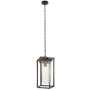 Mercer 1-Light Olde Bronze Outdoor Porch Hanging Pendant Light with Clear Seeded Glass (1-Pack)