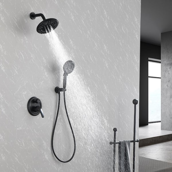 Semaj 8 in. Single-Handle 9 -Spray Round High Pressure Shower Faucet in Matte Black (Valve Included)