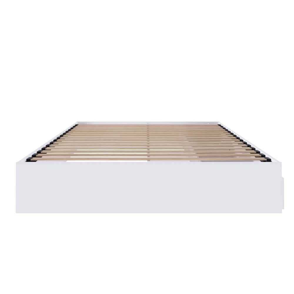 Reversible Full/Double White Wood Frame Storage Bed with 3 Drawers