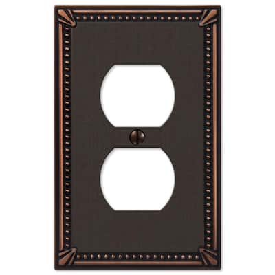 Imperial Bead 1 Gang Duplex Metal Wall Plate - Aged Bronze