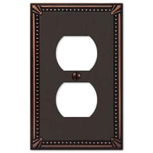 Imperial Bead Aged Bronze 1-Gang Duplex Outlet Metal Wall Plate (4-Pack)