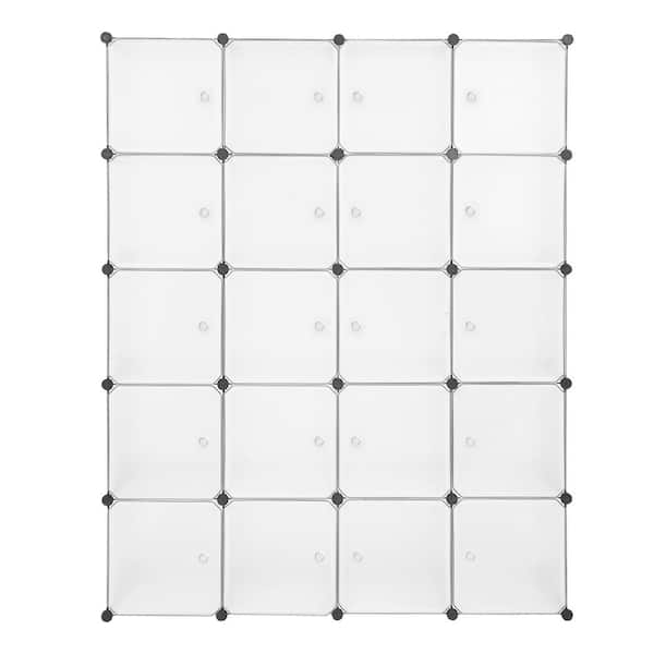 Winado 56 in. H x 18.5 in. W x 55.9 in. D White Plastic Portable Closet with Cube Organizer