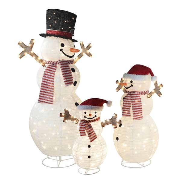 VEIKOUS 49 in. H Warm White LED Snowman Family Christmas Holiday ...
