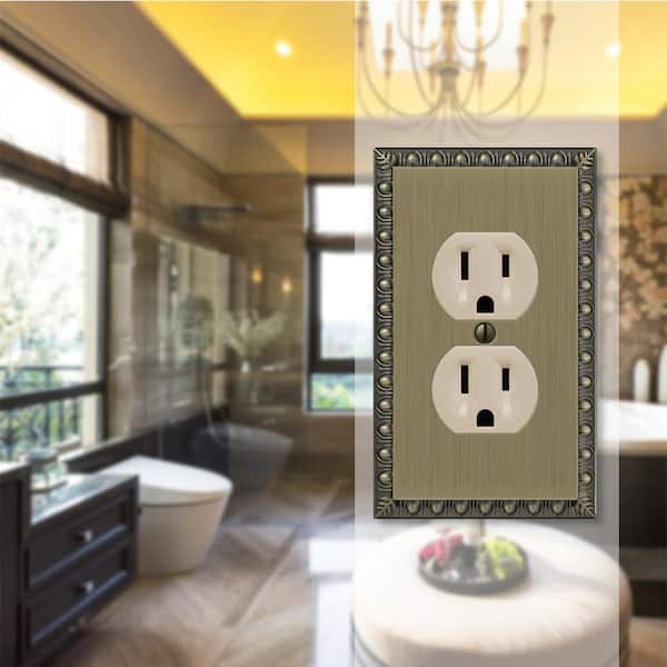 Antiquity 1 Gang Duplex Metal Wall Plate - Brushed Brass