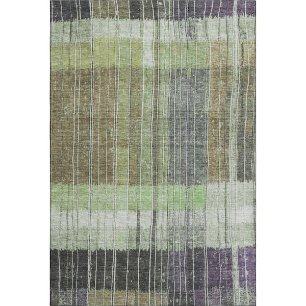 Mayfield Premium Machine Washable Abstract AMF1962 Aloe 10 ft. x 14 ft. Area Rug