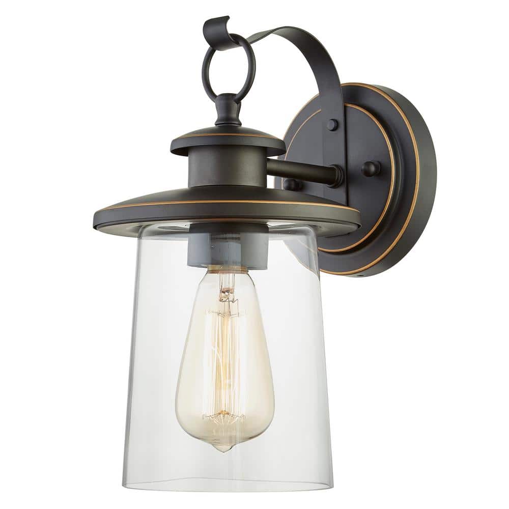 12 in. H 1-Light Oil Rubbed Bronze Hardwired Outdoor Wall Lantern Sconce (1-Pack） price history on PriceWatchPro