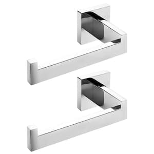 Wall Mounted Single Post Square Stainless Steel Toilet Paper Holder in Chrome (2-Pack)