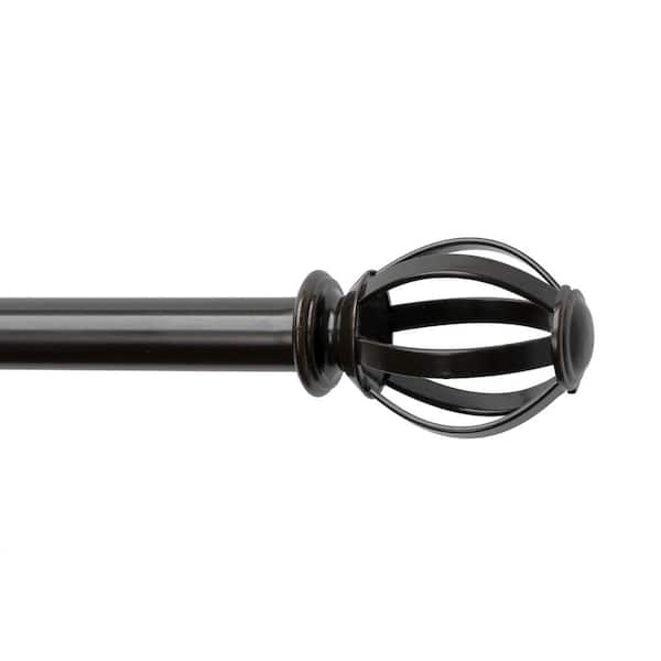 48 in. - 84 in. Adjustable Single Curtain Rod 5/8 in. Dia. in Oil Rubbed Bronze with Cage Ball finials