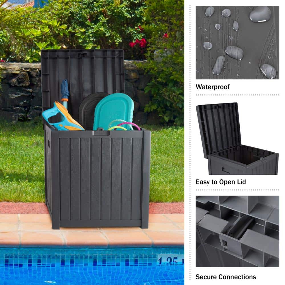 Gray 50-Gallon Lockable Plastic Deck Storage Box