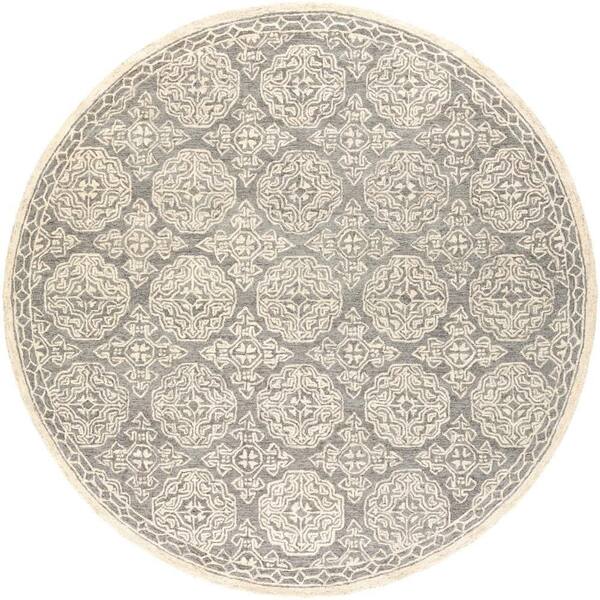 Livabliss Majorca Gray Medallion 8 ft. x 8 ft. Indoor Round Area Rug