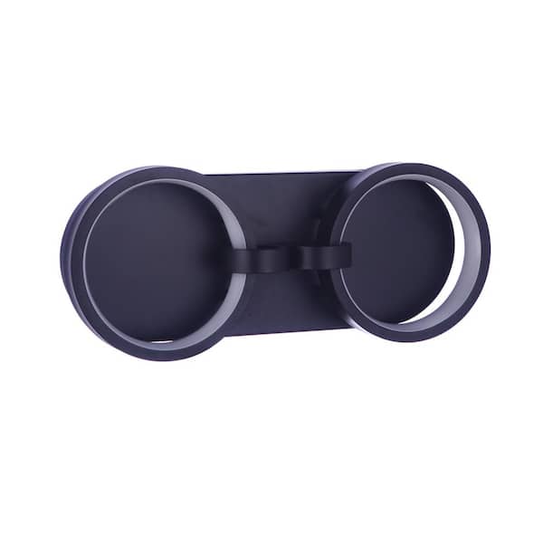 CRAFTMADE Context 15.38 in. 2-Light Flat Black Finish Integrated LED Vanity Light Bar with Ring Shaped Lights