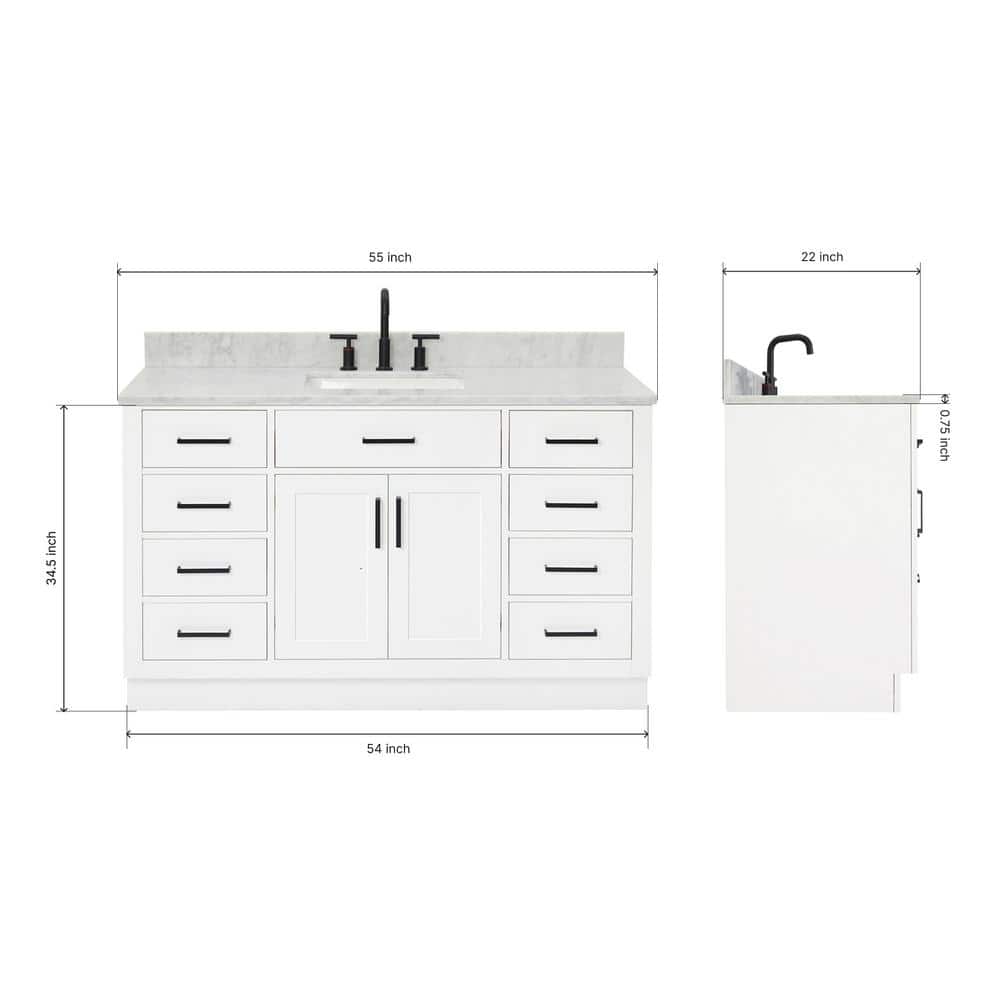 Hepburn 55" White Freestanding Single Basin Vanity Set