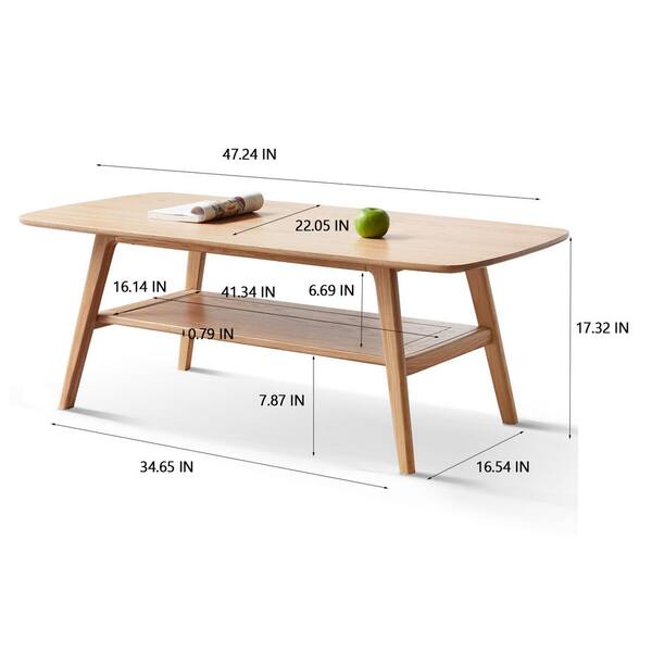 Sudzendf Oak Natural Wood Low Table Coffee Table with Storage