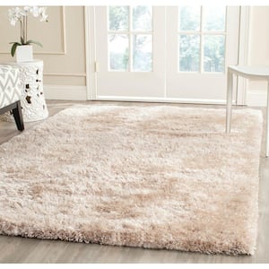 South Beach Shag Champagne 4 ft. x 6 ft. Solid Area Rug