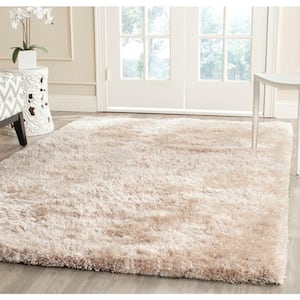 South Beach Shag Champagne 5 ft. x 8 ft. Solid Area Rug