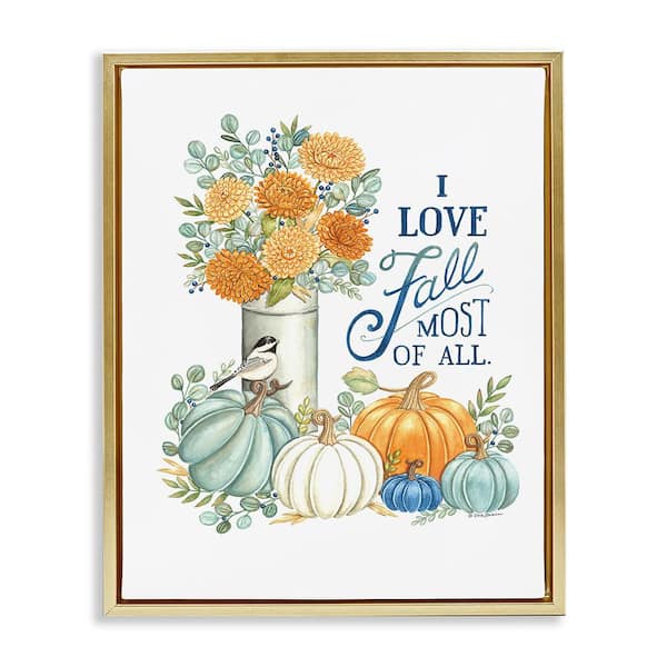 Stupell Industries Love Fall Still Life by Deb Strain 1-Piece Floater Frame Graphic Print Nature Poster Art Print 21 in. x 17 in.