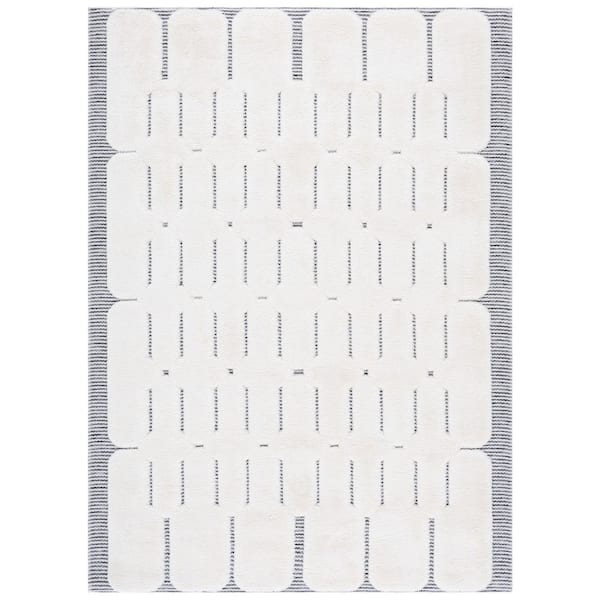 Celebrity 9 ft. x 12 ft. Ivory/Gray Abstract Border Area Rug