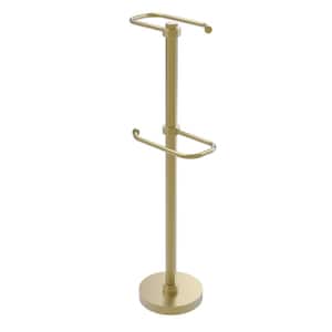 Free Standing Two Roll Toilet Tissue Stand in Satin Brass
