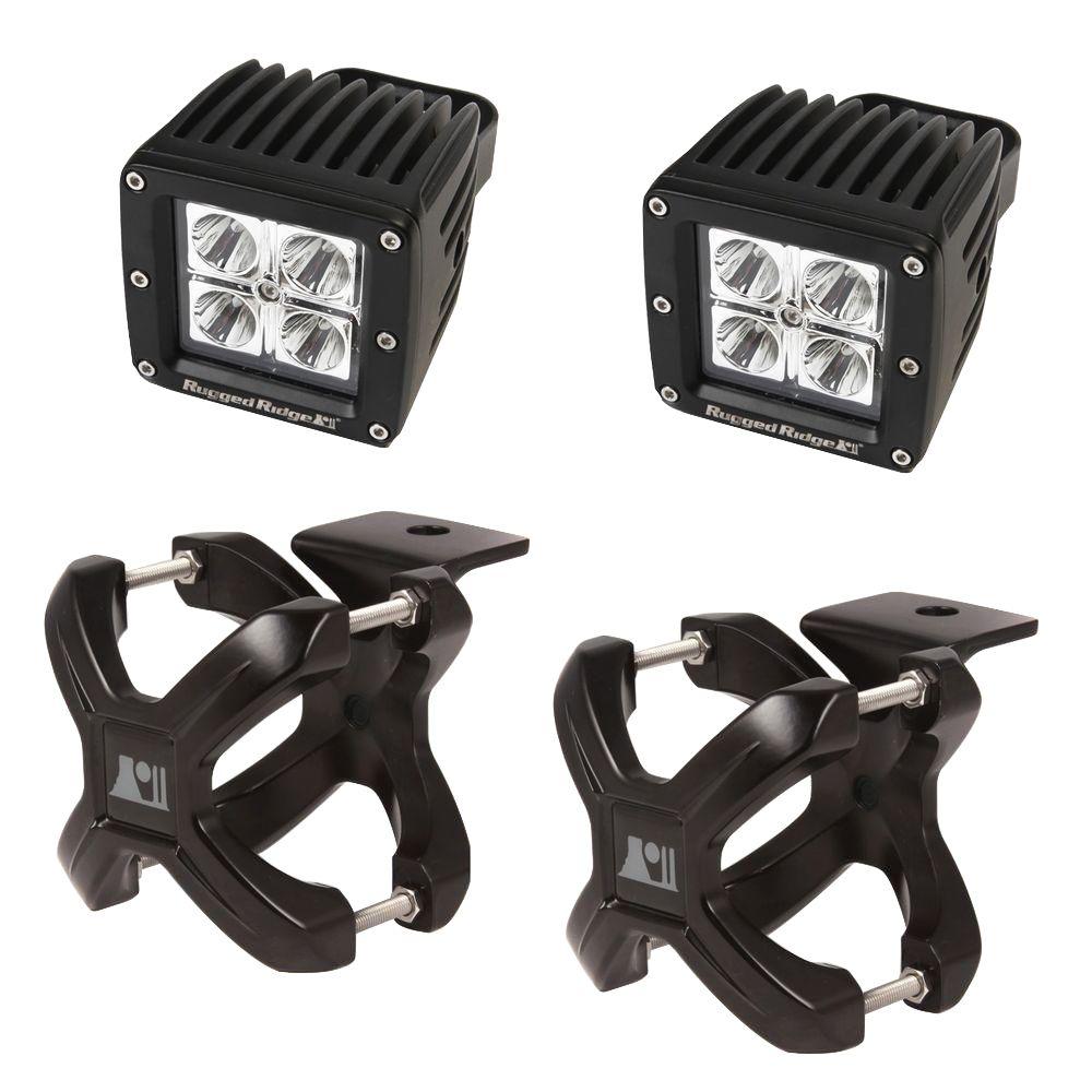 1.25 in. to 2 in. X-Clamp Light Mount and 3 in. Square LED Light Kit (2-Pack)