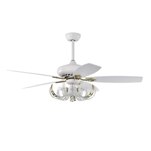 Modland Light Pro 52 in. Smart Indoor White‎ Standard Ceiling Fan with Remote Control for Living Room (Bulb not included)