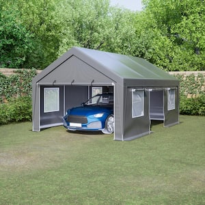 13 ft. x 20 ft. Outdoor Gray Roof Canopy Tent Heavy-Duty Steel Carport with Removable Sidewalls