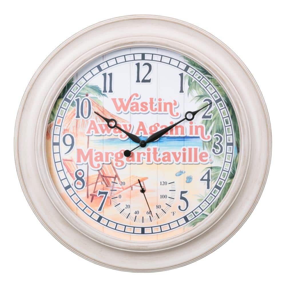 La Crosse Clock Indoor/Outdoor Whitewashed Margaritaville