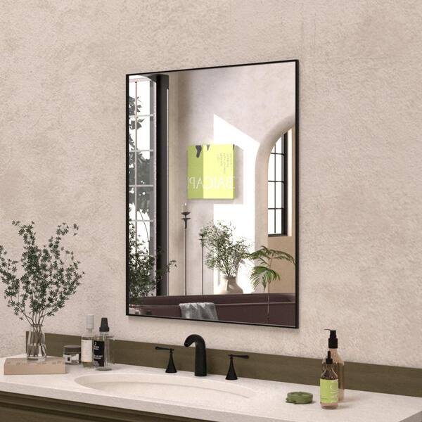 Sight 24 in. W. x 30 in. H Rectangular Framed Wall Bathroom Vanity Mirror in Matte Black