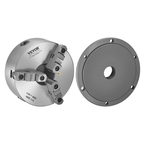 3 Jaw 8 in. (200 mm) Self Centering Lathe Chuck 2-1/4 in.-8 Thread 0.16-7.87 in. Range HT300 for Wood Metal Lathe