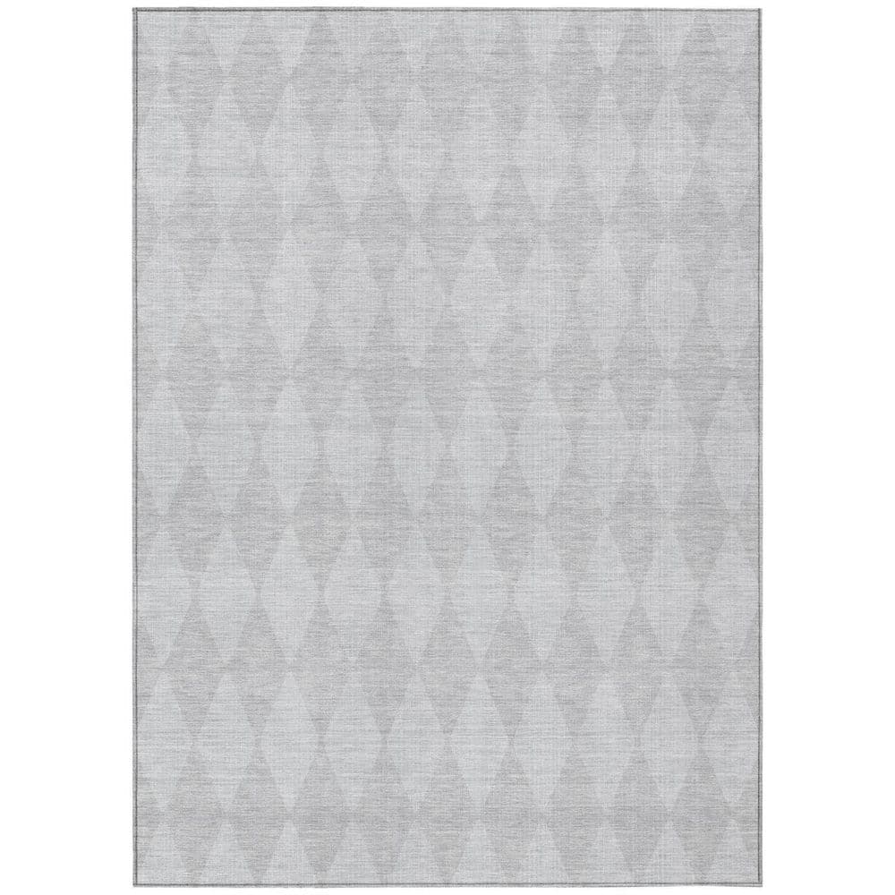 Pewter, Silver 5 ft. x 8 ft. Woven Geometric Polyester Rectangle Indoor / Outdoor Area Rug price history on PriceWatchPro