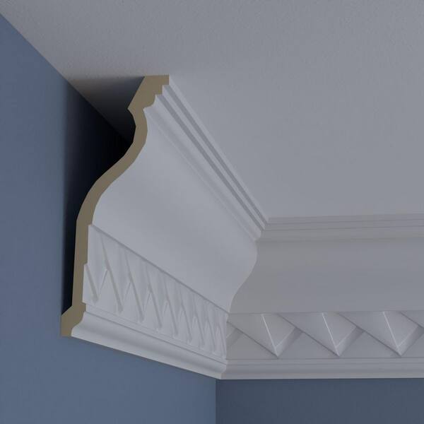 Ekena Millwork 3-3/4 in. x 9-1/8 in. x 94-1/4 in. Polyurethane Woodruff Crown Moulding