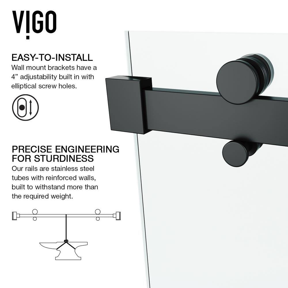 Luca 60" Matte Black Frameless Sliding Tub Door with Clear Glass