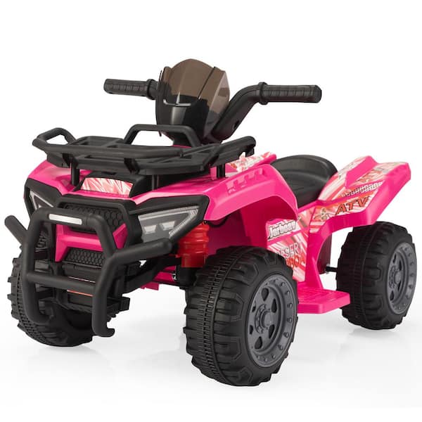 6V Kids Ride-On ATV Car, Powered 4-Wheeler Quad w/ Music Horn USB MP3,1.9 MPH Max Speed, Electric Vehicle Toy, Rosy