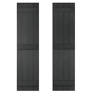 14 in. x 75 in Recycled Plastic Board and Batten Stonecroft Shutter Pair in Black