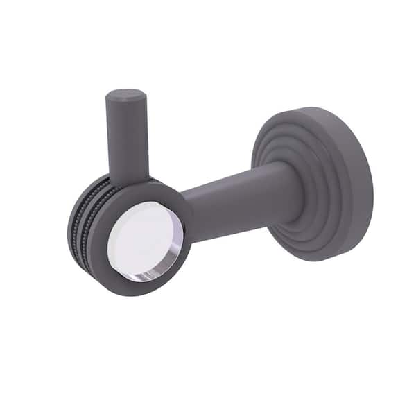 Allied Brass Pacific Beach Collection J-Hook Robe/Towel Hook with Dotted Accents in Matte Gray